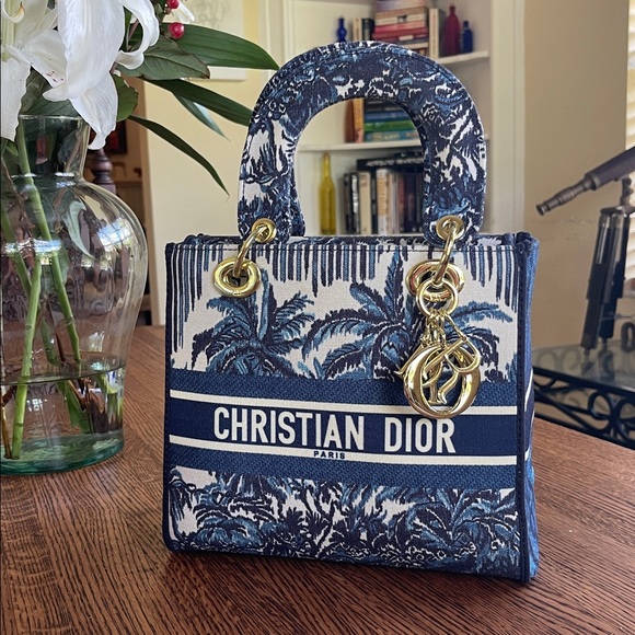 Dior Handbags - Dior White Blue and Gray Lady-D Canvas Bag